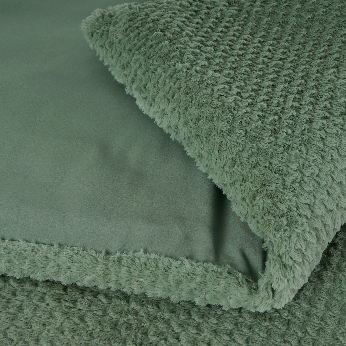Teddy Dekbedovertrek Groen – Fur Teddy – Warm & Zacht met Kussenslopen – Sleeptime - Dromen & Wonen