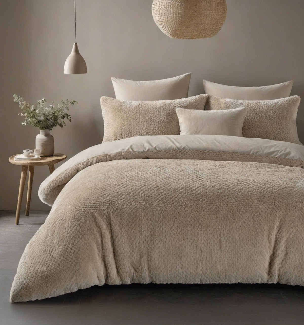 Teddy Dekbedovertrek Taupe – Fur Teddy – Warm & Zacht met Kussenslopen – Sleeptime - Dromen & Wonen