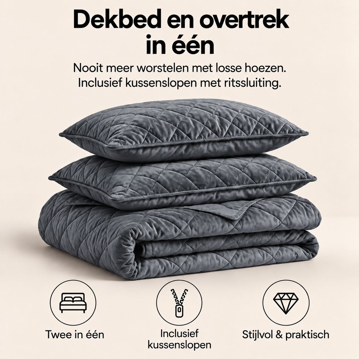 Sleeptime Dekbed en Overtrek in 1 - Velvet - Antraciet