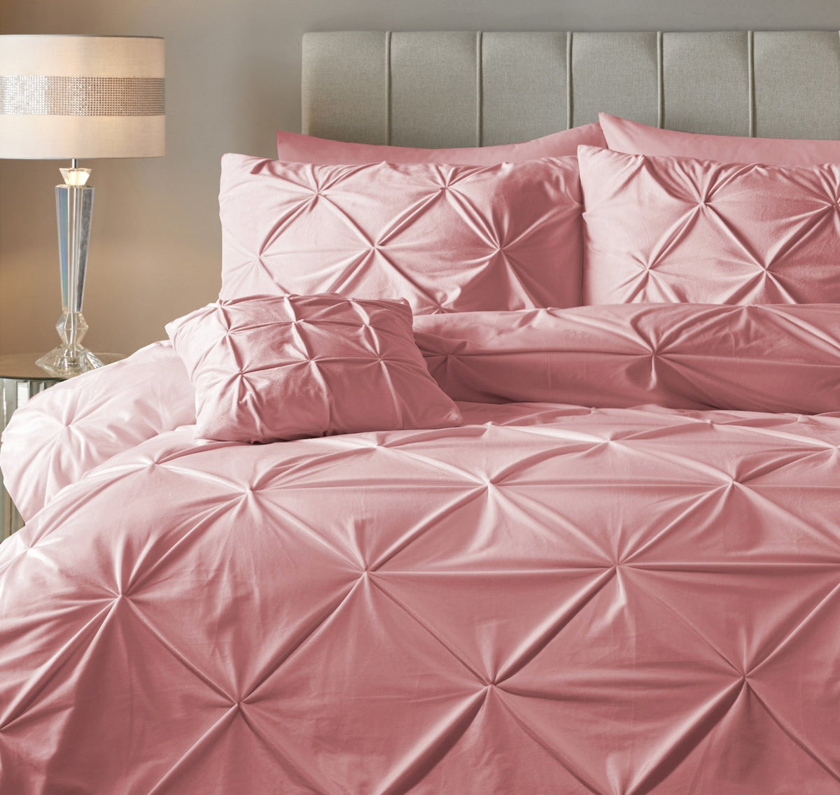 Velvet Dekbedovertrek Roze – Pintuck – Fluweelzacht met Kussenslopen – Sleeptime - Dromen & Wonen