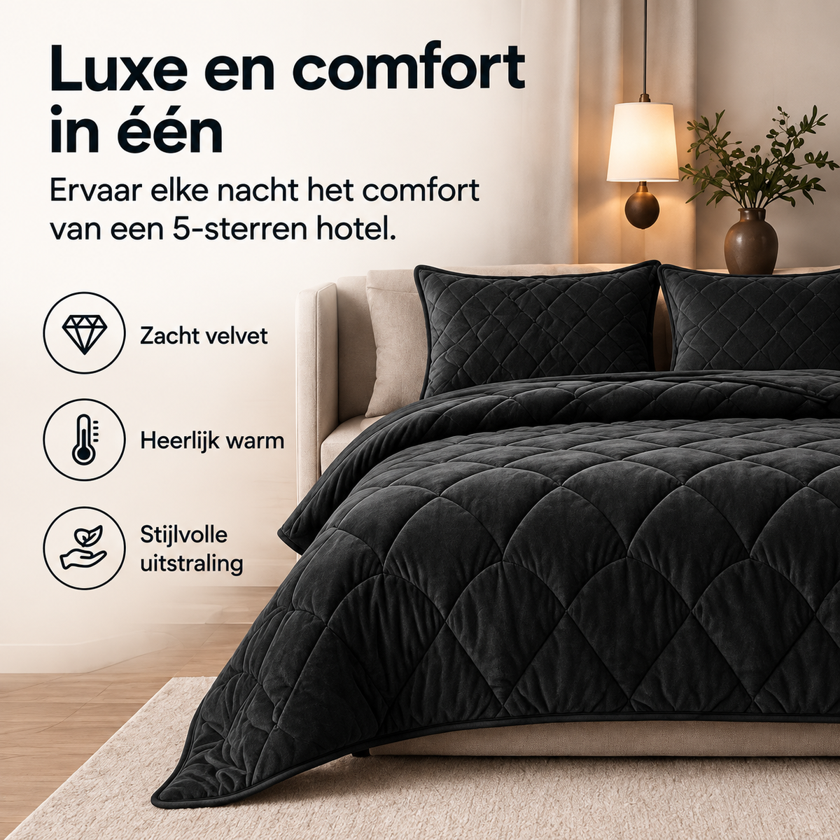 Sleeptime Dekbed en Overtrek in 1 - Velvet - Zwart
