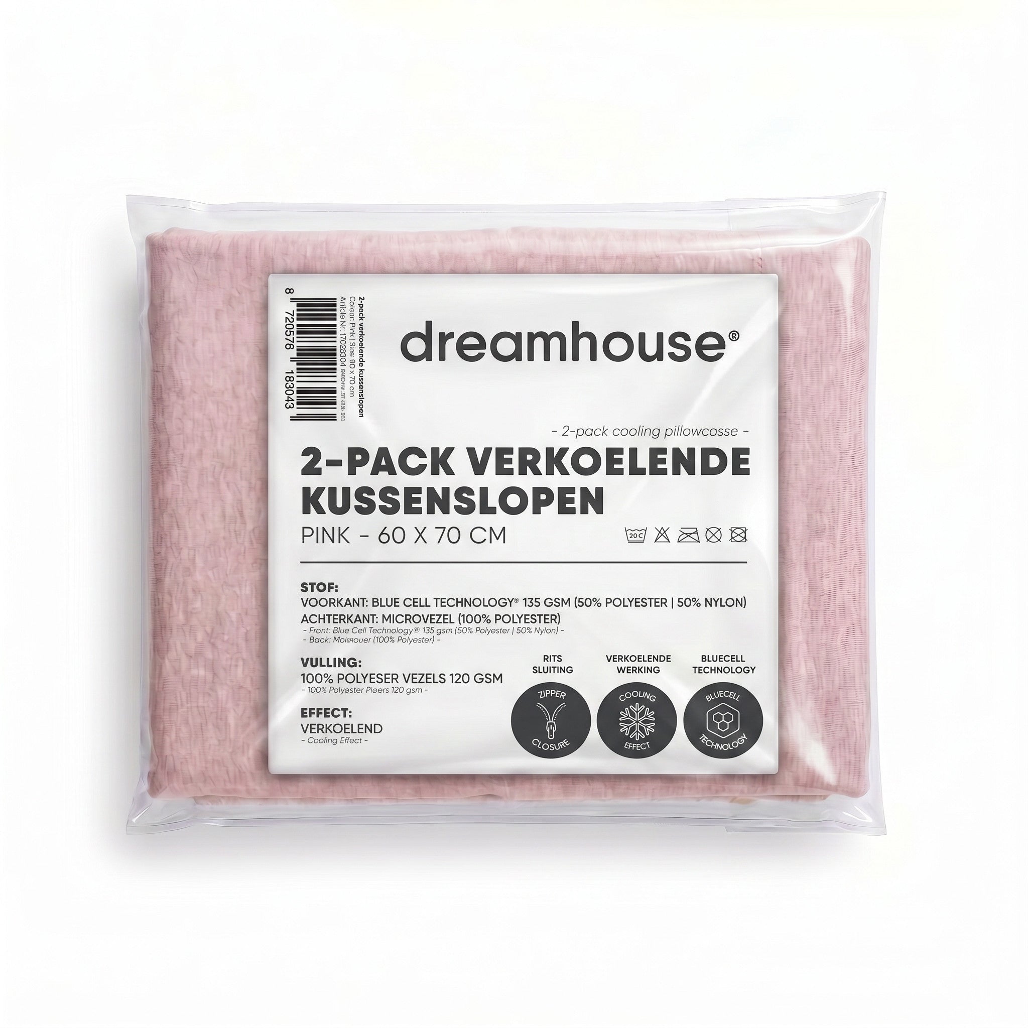 Verkoelende Kussenslopen 2-Pack – Bluecell Cooling – Roze – Dreamhouse - Dromen & Wonen