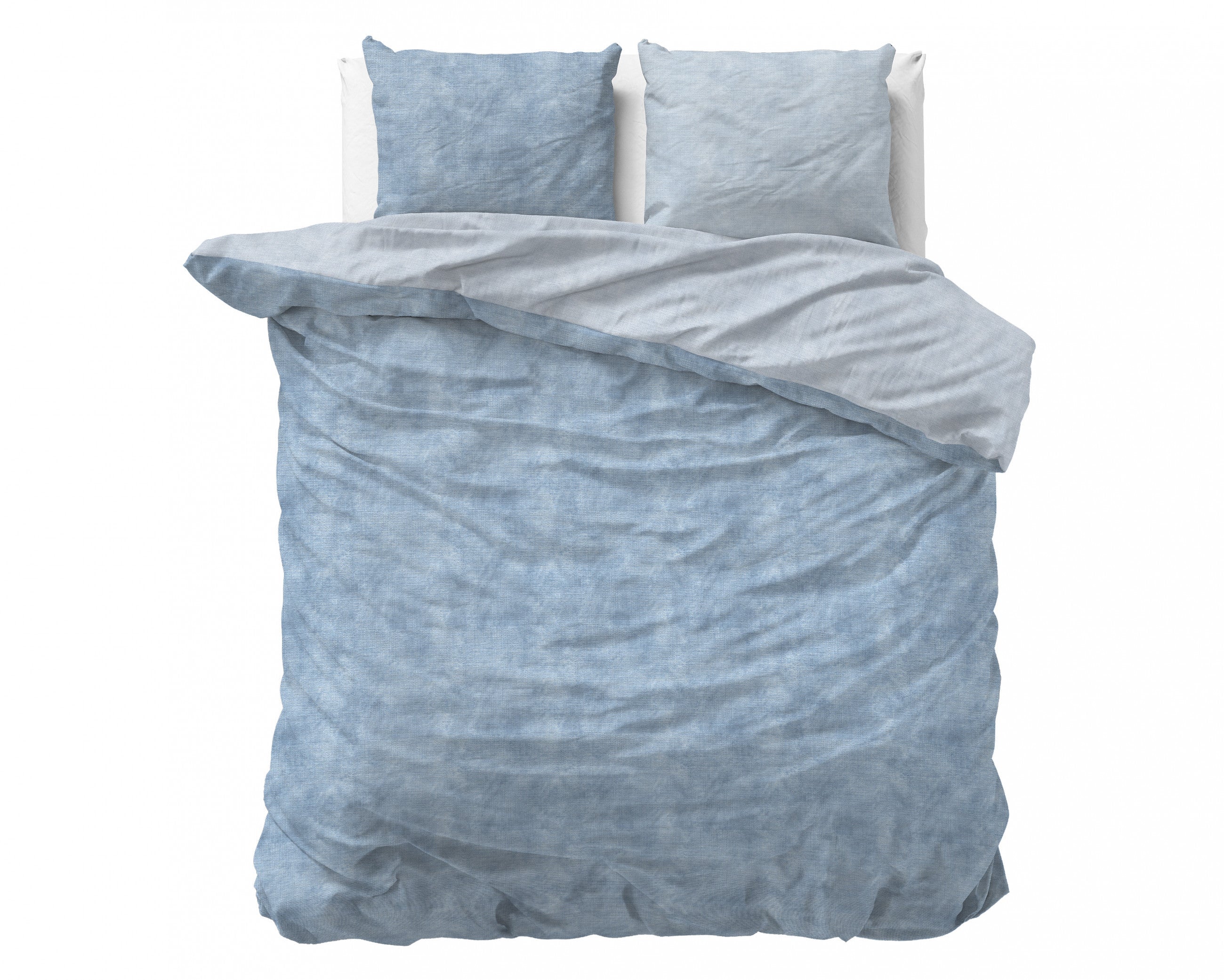 Sleeptime Flanel Washed Cotton Blauw Dekbedovertrek