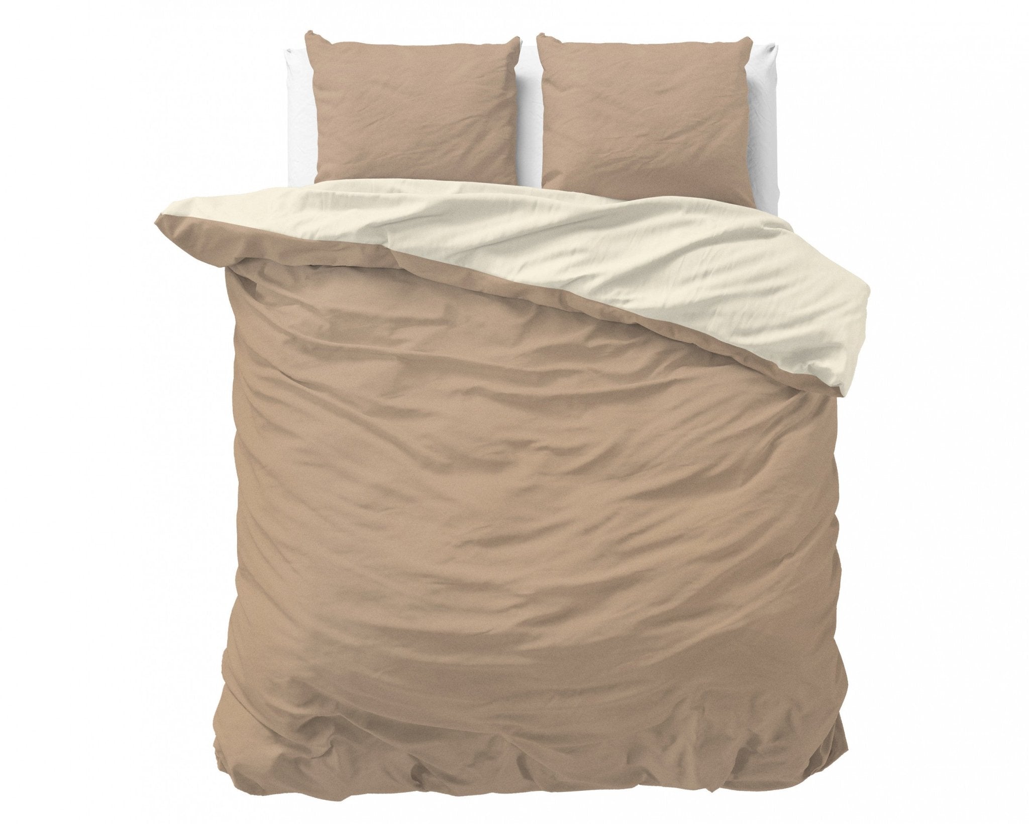 Zensation Twee Kleuren Creme/Taupe Dekbedovertrek - Dromen & Wonen