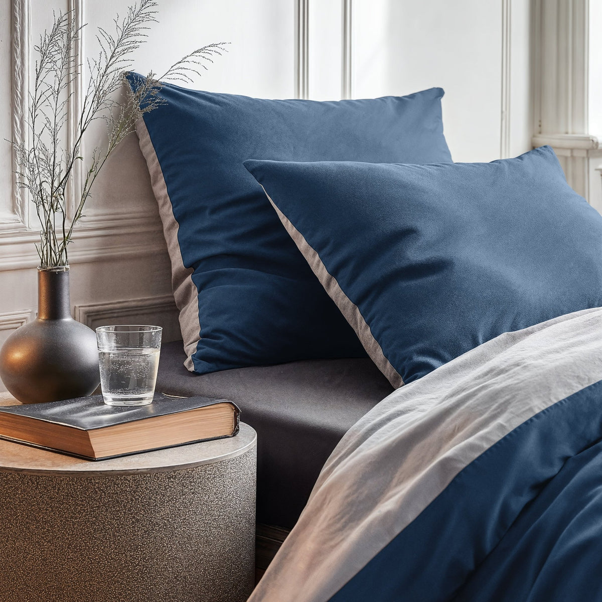 Zensation Twee Kleuren Navy/Wit Dekbedovertrek - Dromen & Wonen