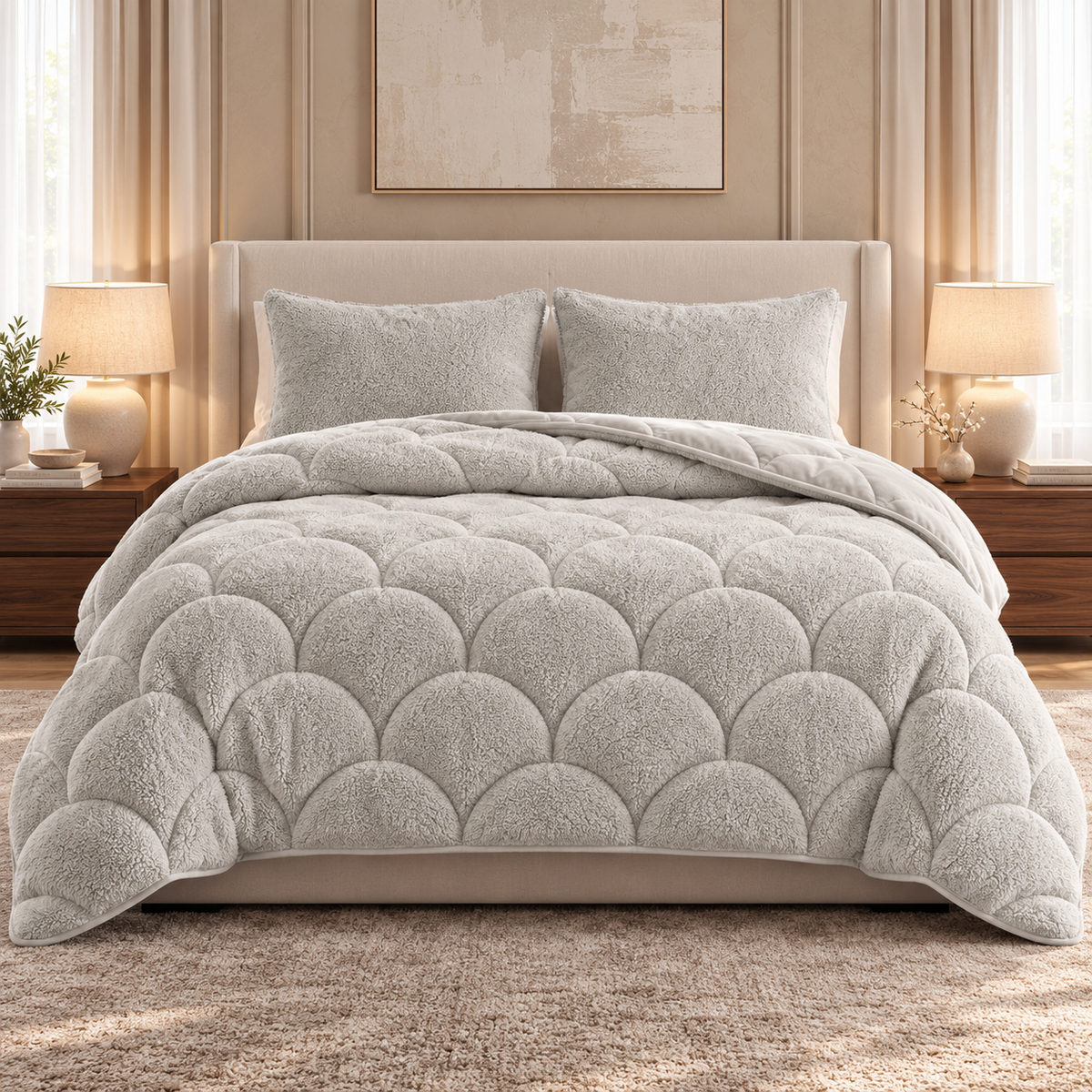 Dekbed en Overtrek in 1 – Zacht Teddy Velvet Dekbed – Beige – Sleeptime
