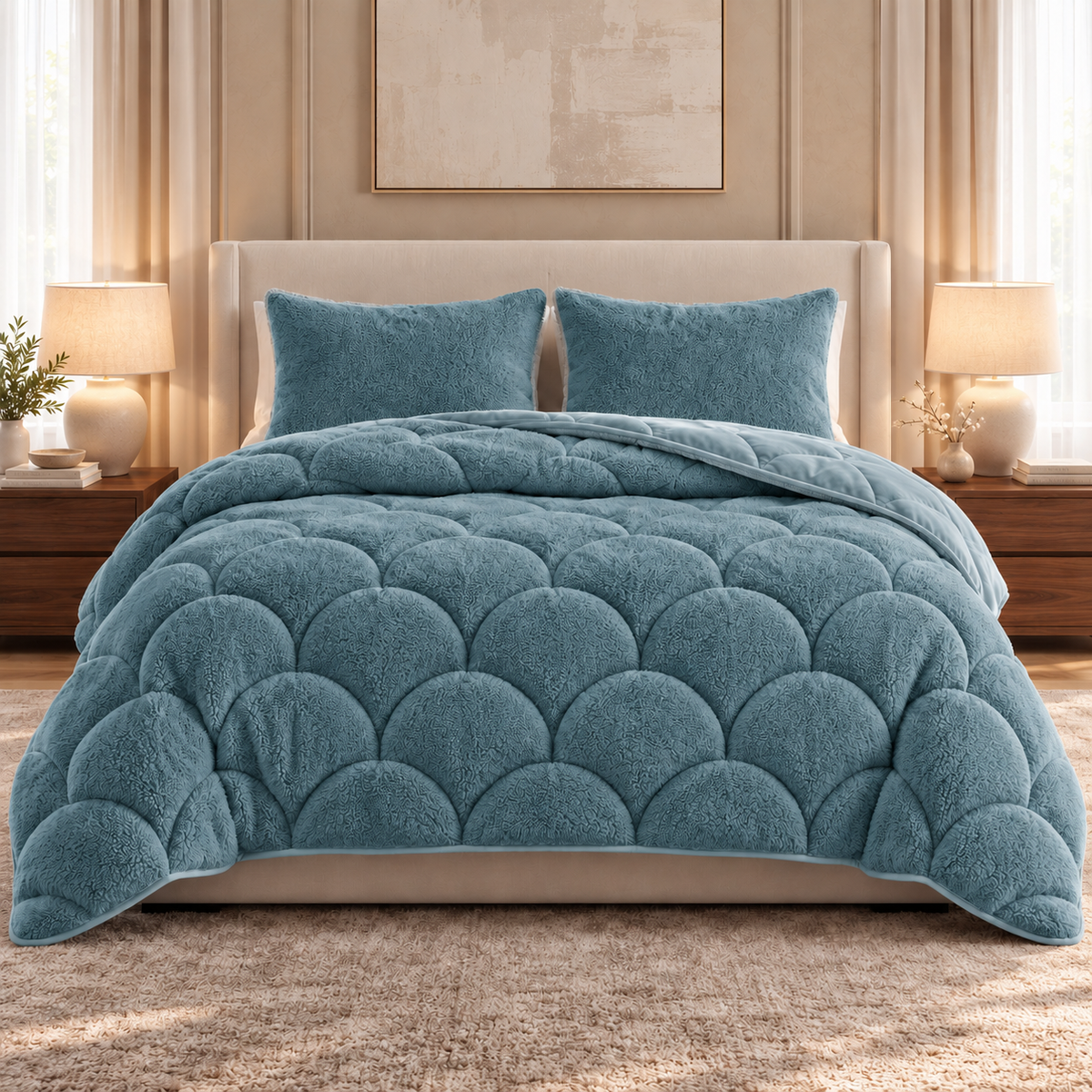 Dekbed en Overtrek in 1 – Zacht Teddy Velvet Dekbed – Groen – Sleeptime