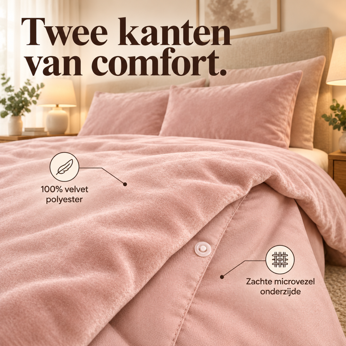 Dekbedovertrek Velvet – Luxe Fluweelzacht – Roze – Sleeptime