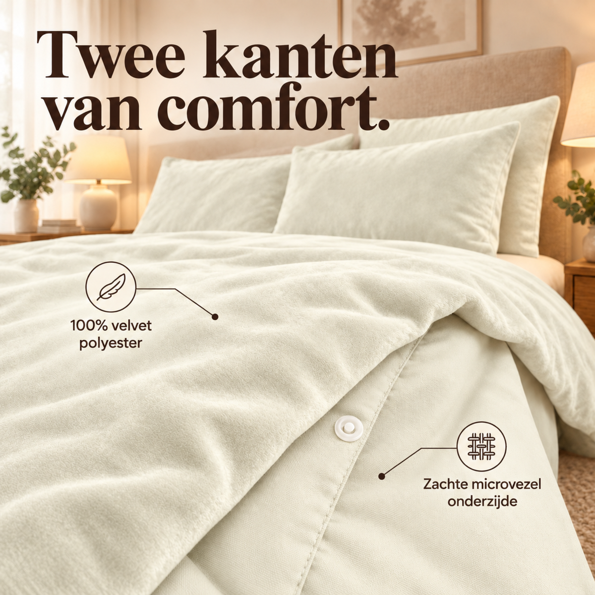 Dekbedovertrek Velvet – Luxe Fluweelzacht – Crème – Sleeptime