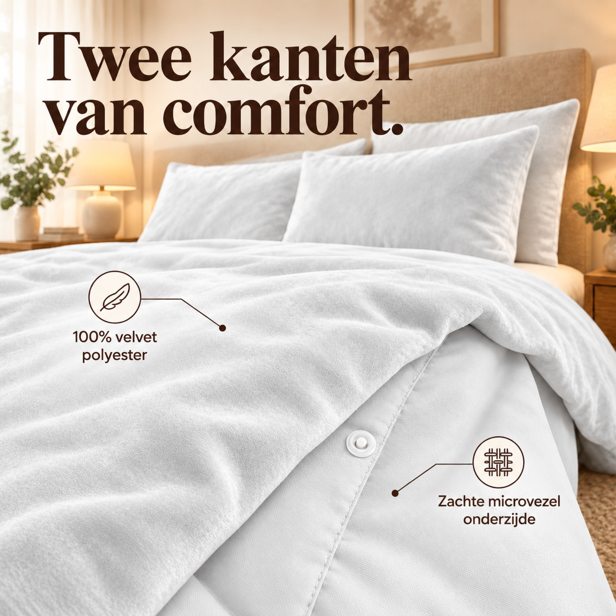 Dekbedovertrek Velvet – Luxe Fluweelzacht – Wit – Sleeptime