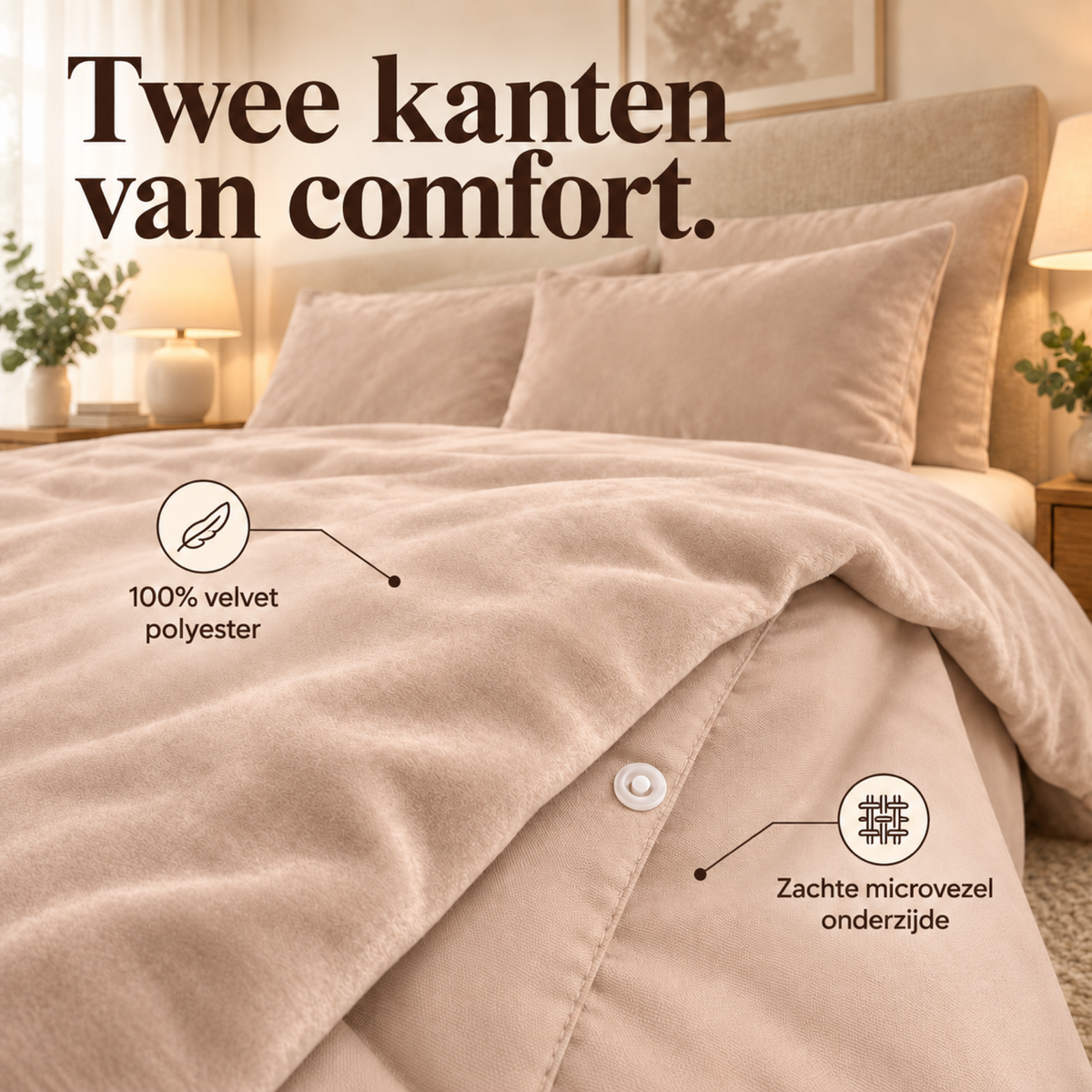 Dekbedovertrek Velvet – Luxe Fluweelzacht – Nude – Sleeptime