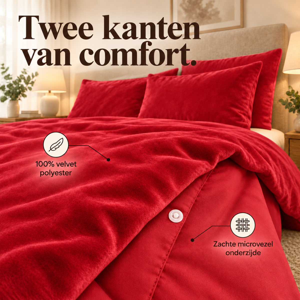 Dekbedovertrek Velvet – Luxe Fluweelzacht – Rood – Sleeptime