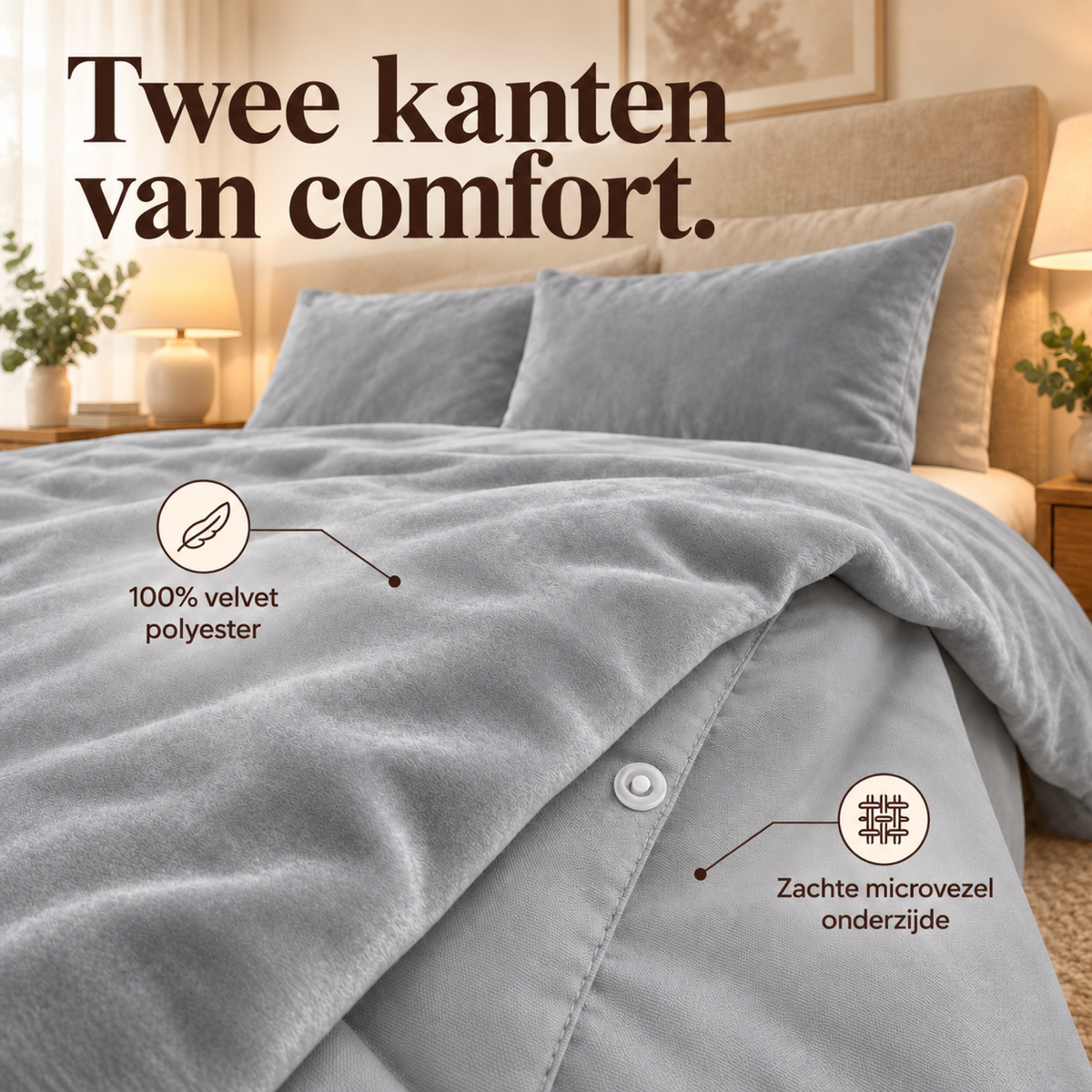 Dekbedovertrek Velvet – Luxe Fluweelzacht – Grijs – Sleeptime