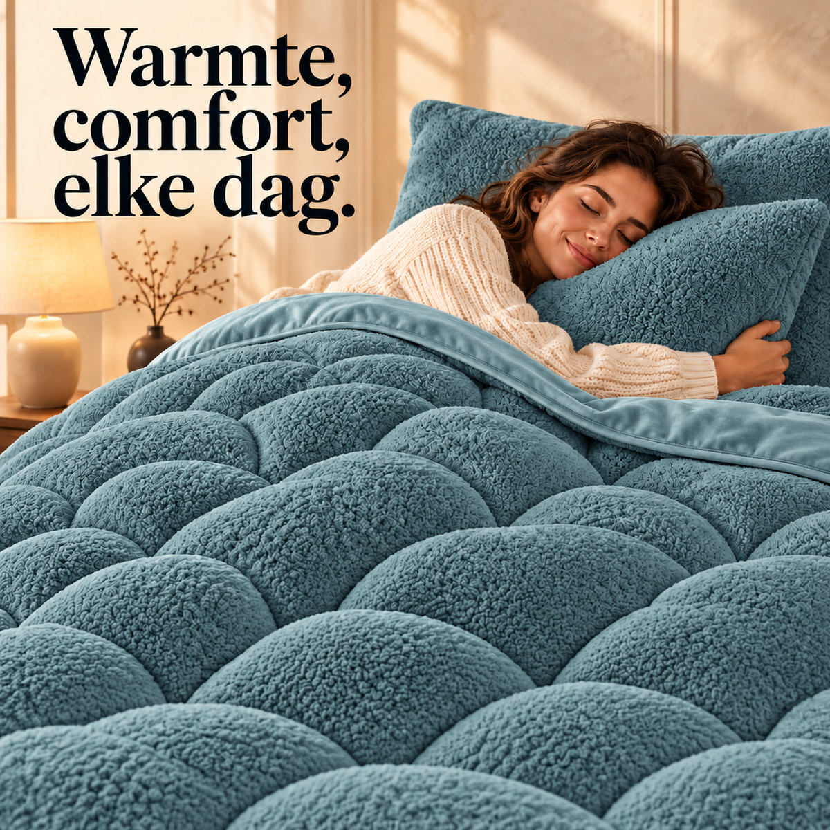 Dekbed en Overtrek in 1 – Zacht Teddy Velvet Dekbed – Groen – Sleeptime