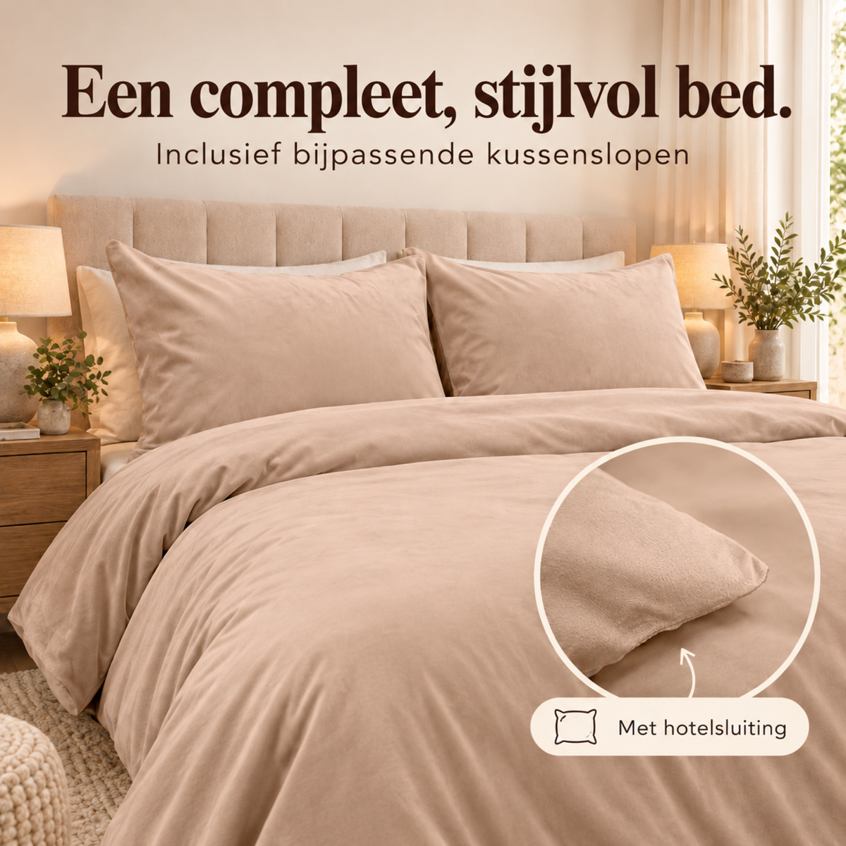 Dekbedovertrek Velvet – Luxe Fluweelzacht – Nude – Sleeptime