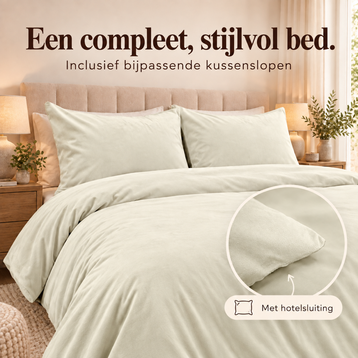 Dekbedovertrek Velvet – Luxe Fluweelzacht – Crème – Sleeptime