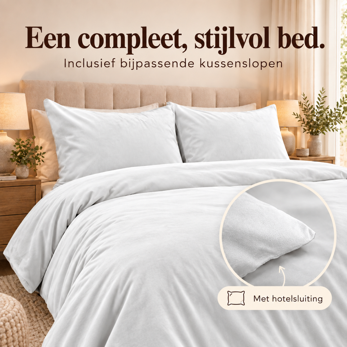 Dekbedovertrek Velvet – Luxe Fluweelzacht – Wit – Sleeptime