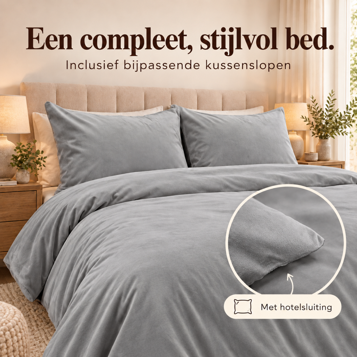 Dekbedovertrek Velvet – Luxe Fluweelzacht – Grijs – Sleeptime