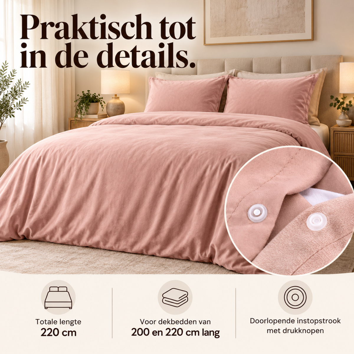 Dekbedovertrek Velvet – Luxe Fluweelzacht – Roze – Sleeptime