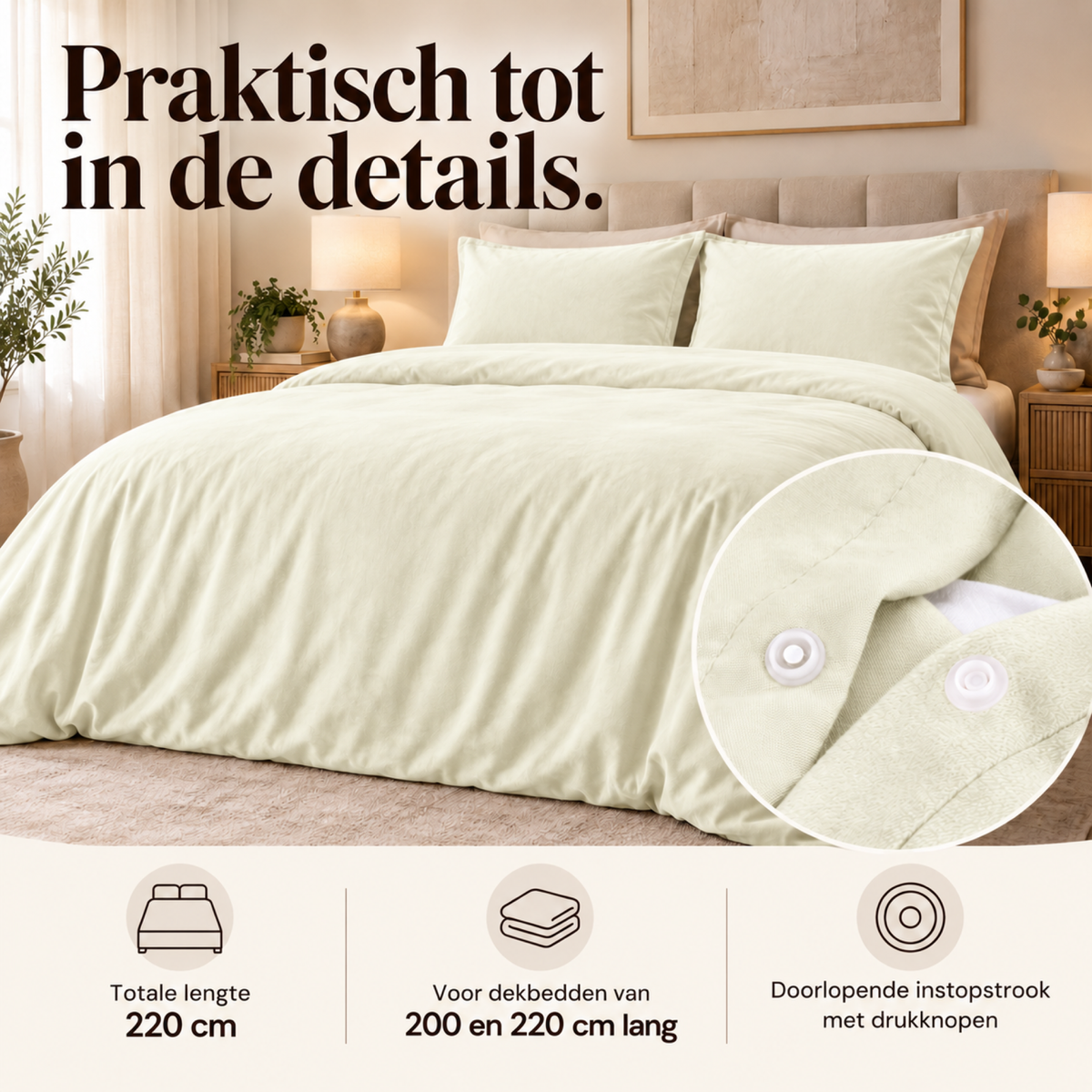 Dekbedovertrek Velvet – Luxe Fluweelzacht – Crème – Sleeptime