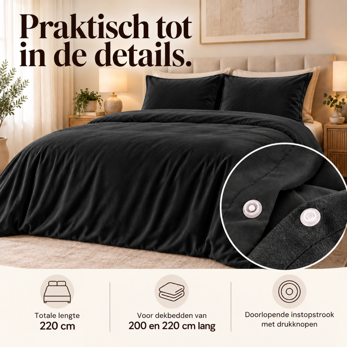 Dekbedovertrek Velvet – Luxe Fluweelzacht – Zwart – Sleeptime