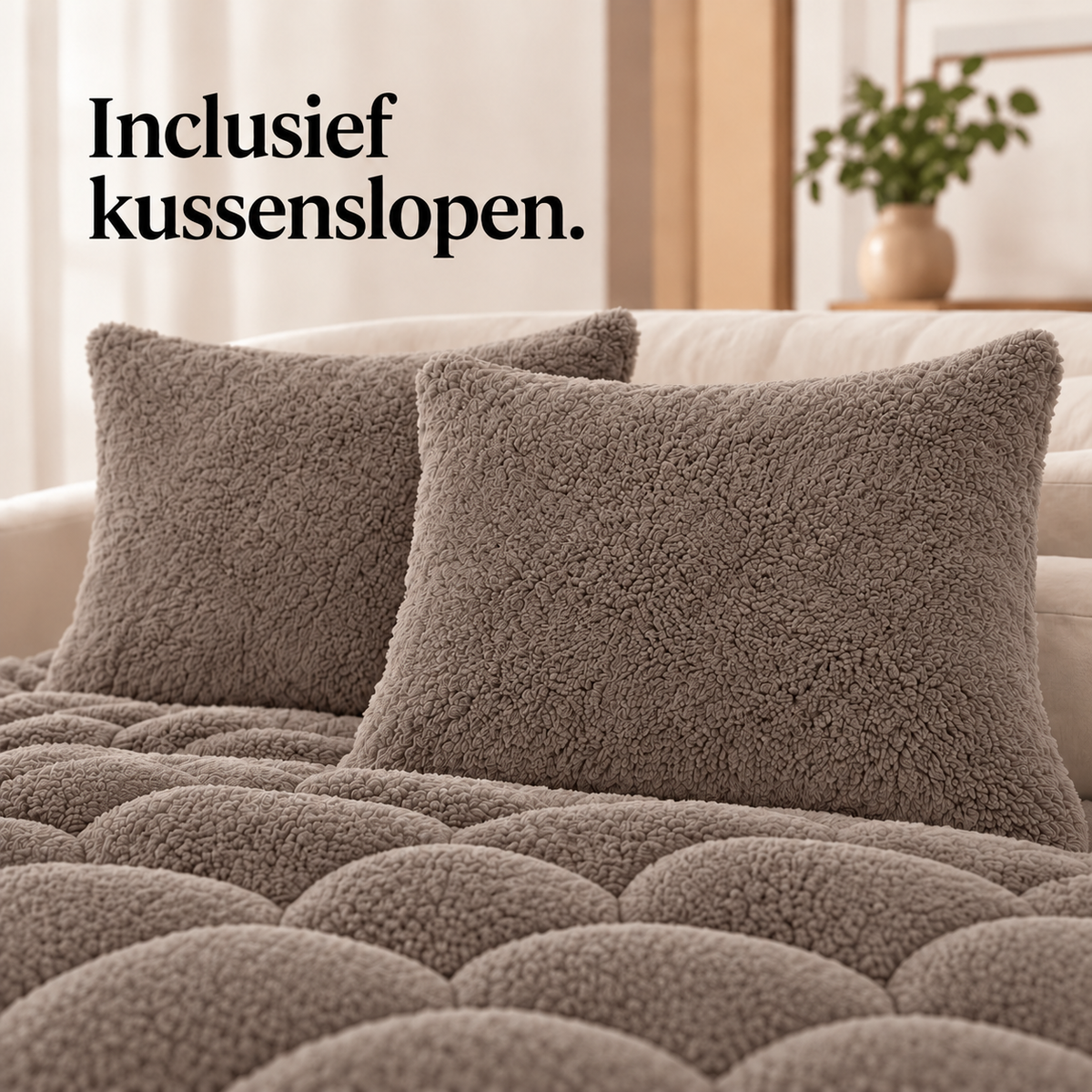 Dekbed en Overtrek in 1 – Zacht Teddy Velvet Dekbed – Taupe/Bruin – Sleeptime