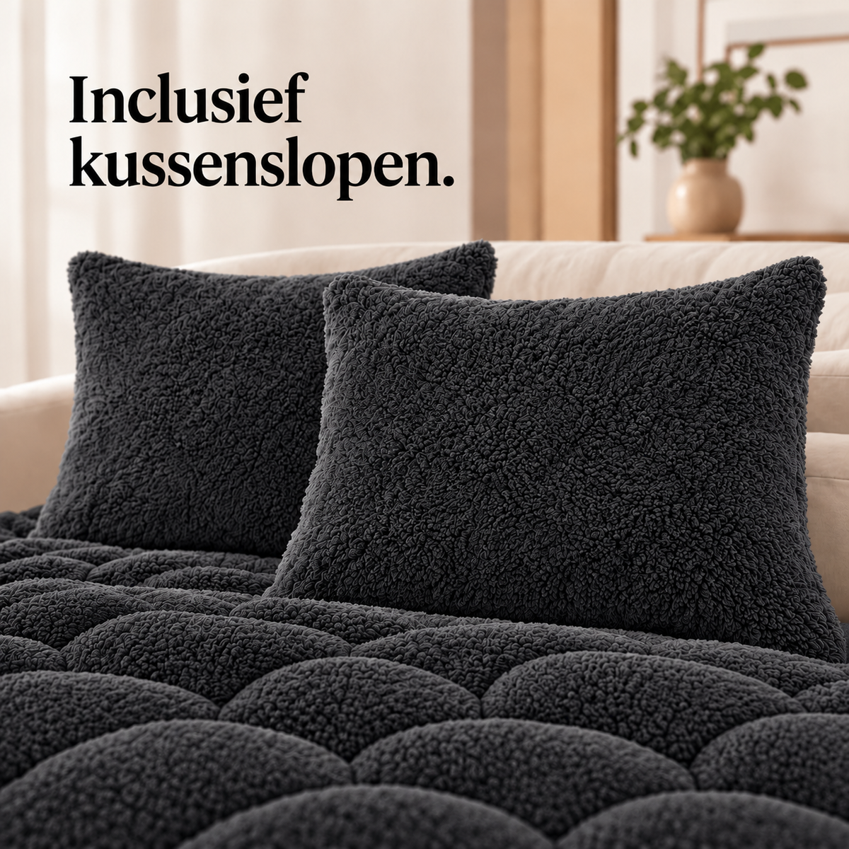 Dekbed en Overtrek in 1 – Zacht Teddy Velvet Dekbed – Zwart – Sleeptime