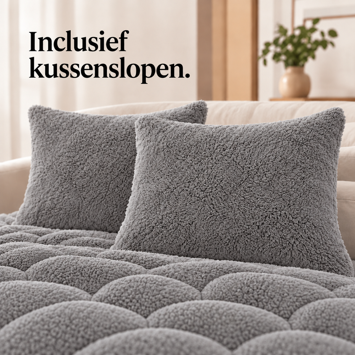 Dekbed en Overtrek in 1 – Zacht Teddy Velvet Dekbed – Taupe/Grijs – Sleeptime