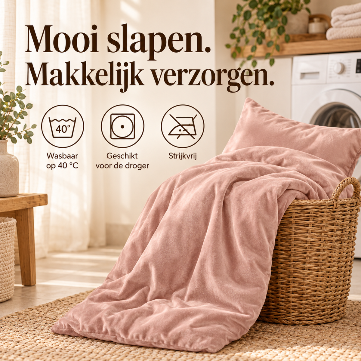 Dekbedovertrek Velvet – Luxe Fluweelzacht – Roze – Sleeptime