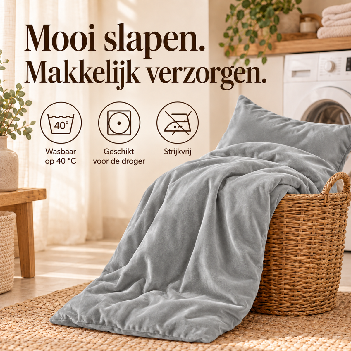 Dekbedovertrek Velvet – Luxe Fluweelzacht – Grijs – Sleeptime