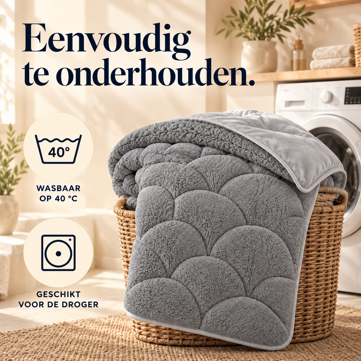 Dekbed en Overtrek in 1 – Zacht Teddy Velvet Dekbed – Taupe/Grijs – Sleeptime