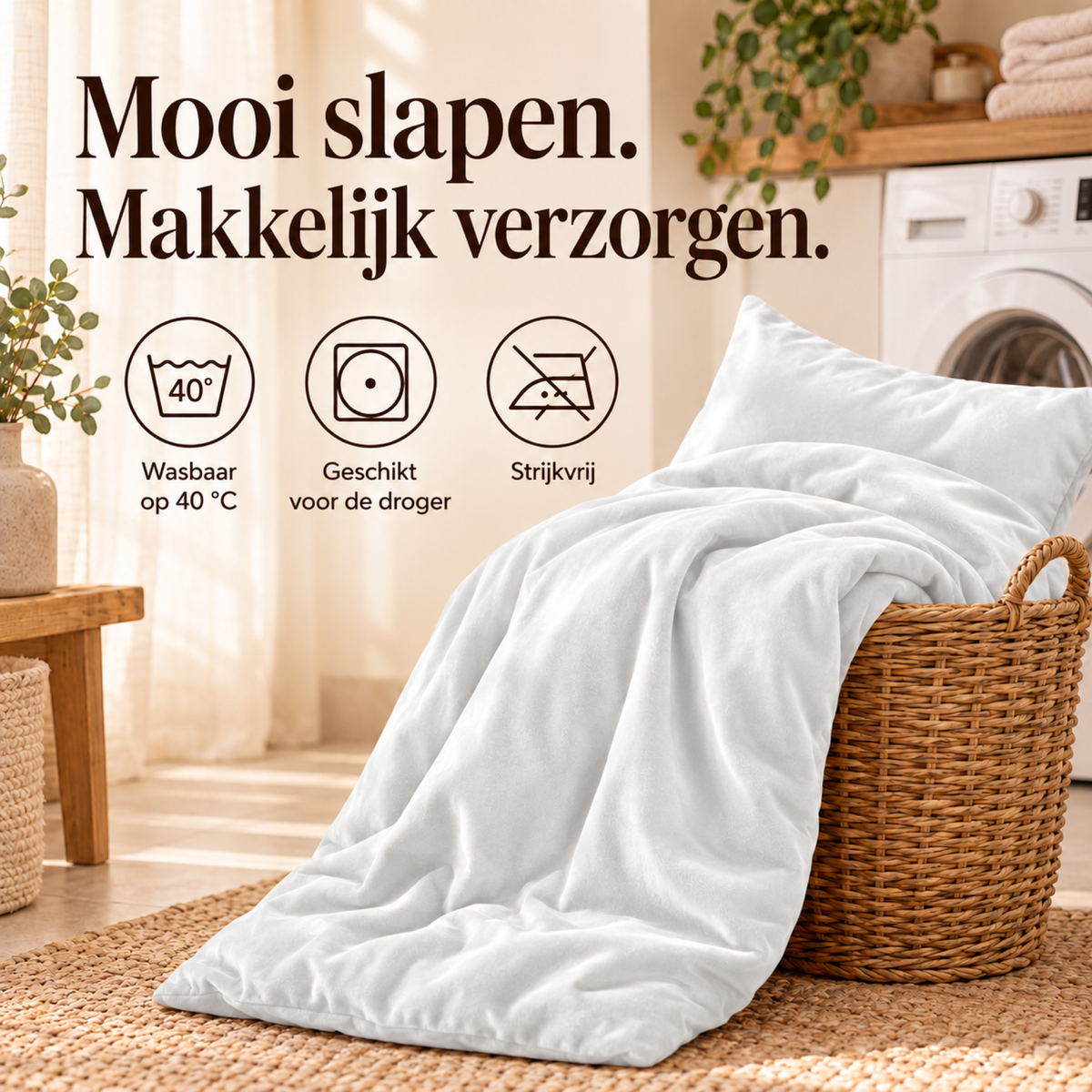 Dekbedovertrek Velvet – Luxe Fluweelzacht – Wit – Sleeptime