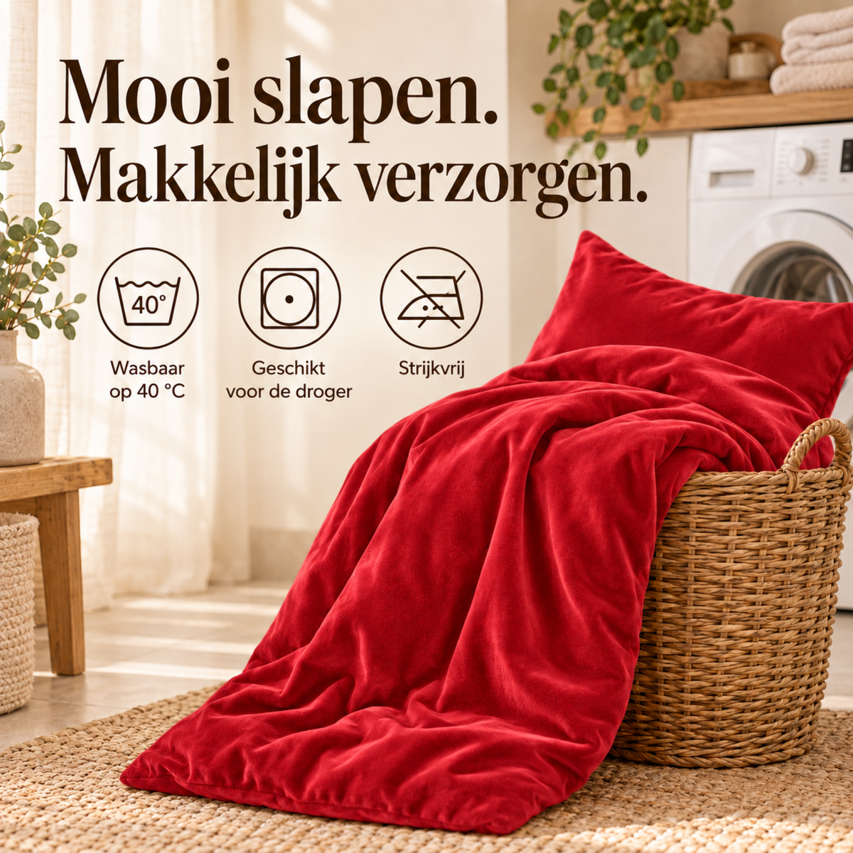 Dekbedovertrek Velvet – Luxe Fluweelzacht – Rood – Sleeptime