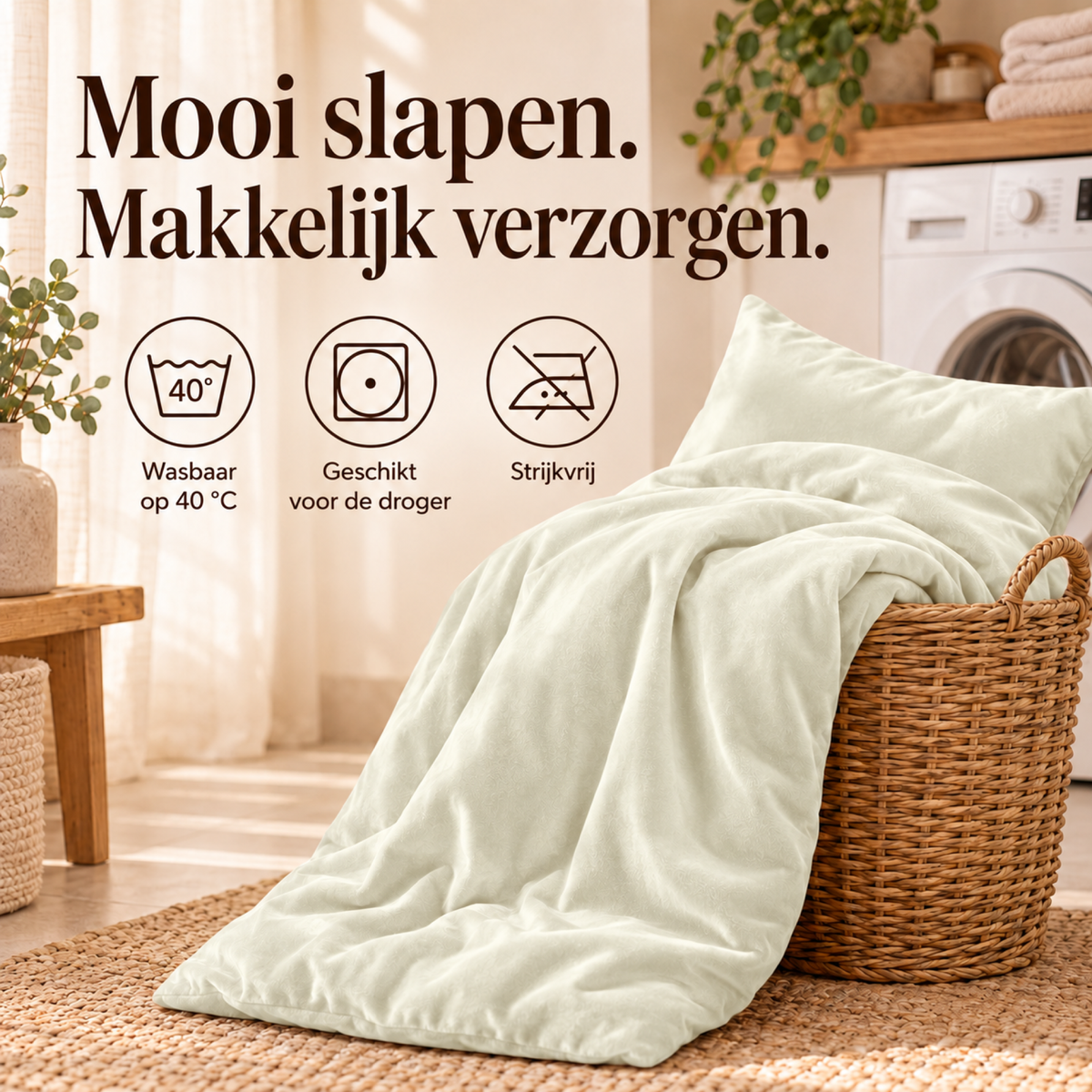 Dekbedovertrek Velvet – Luxe Fluweelzacht – Crème – Sleeptime