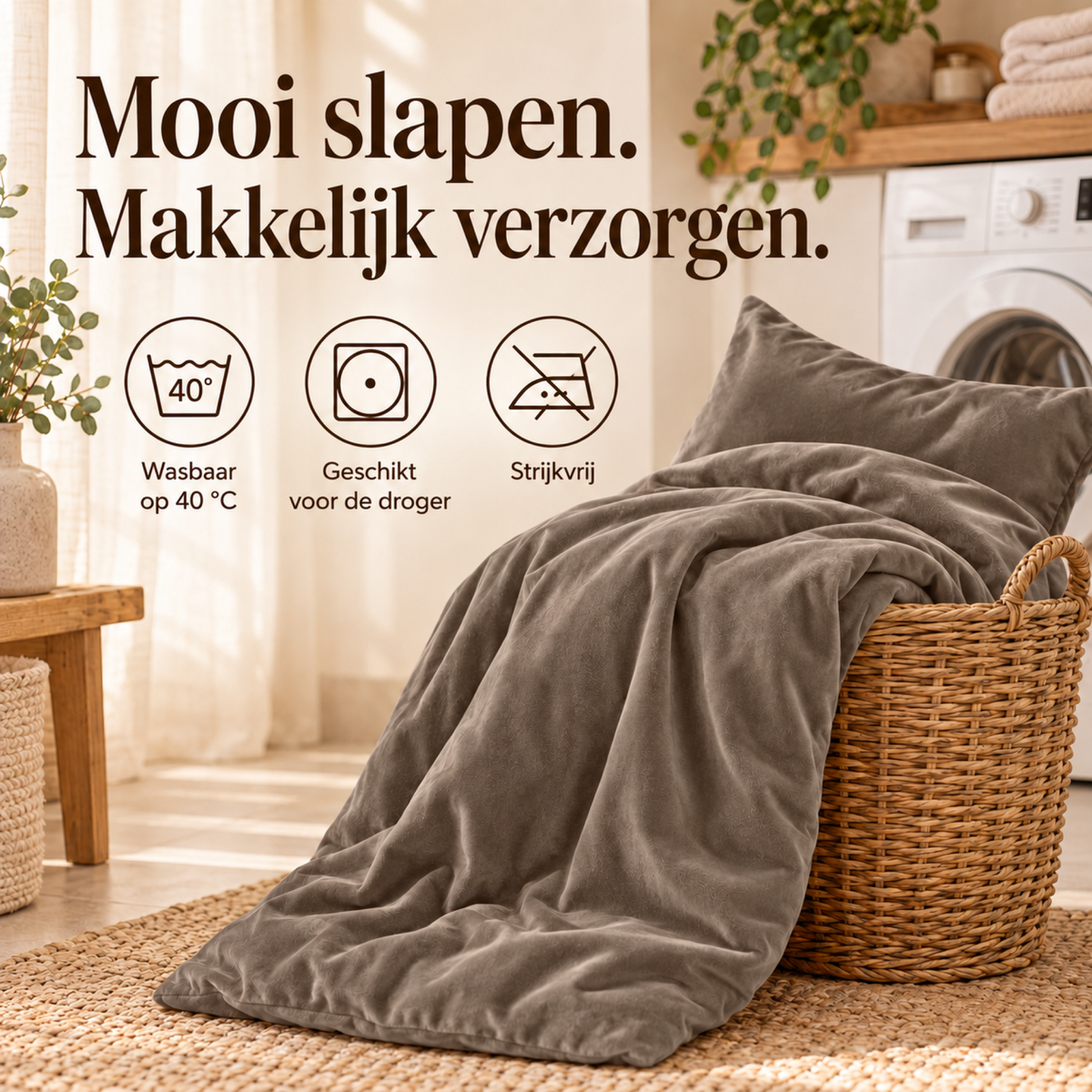 Dekbedovertrek Velvet – Luxe Fluweelzacht – Taupe – Sleeptime