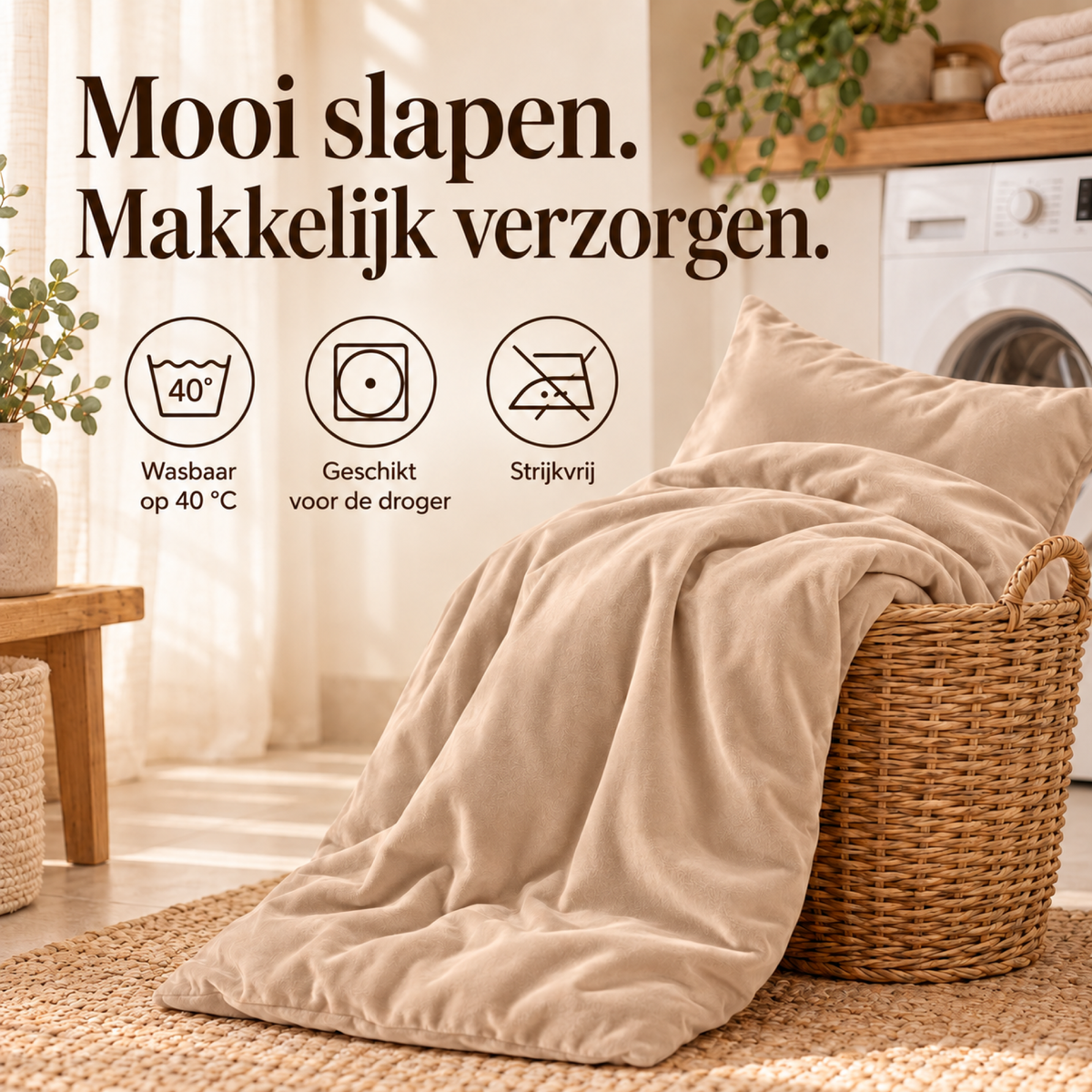 Dekbedovertrek Velvet – Luxe Fluweelzacht – Nude – Sleeptime