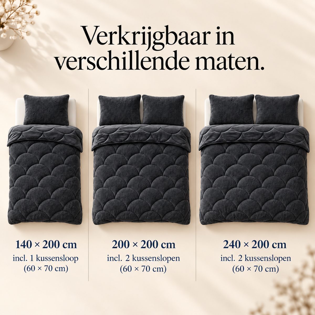 Dekbed en Overtrek in 1 – Zacht Teddy Velvet Dekbed – Zwart – Sleeptime
