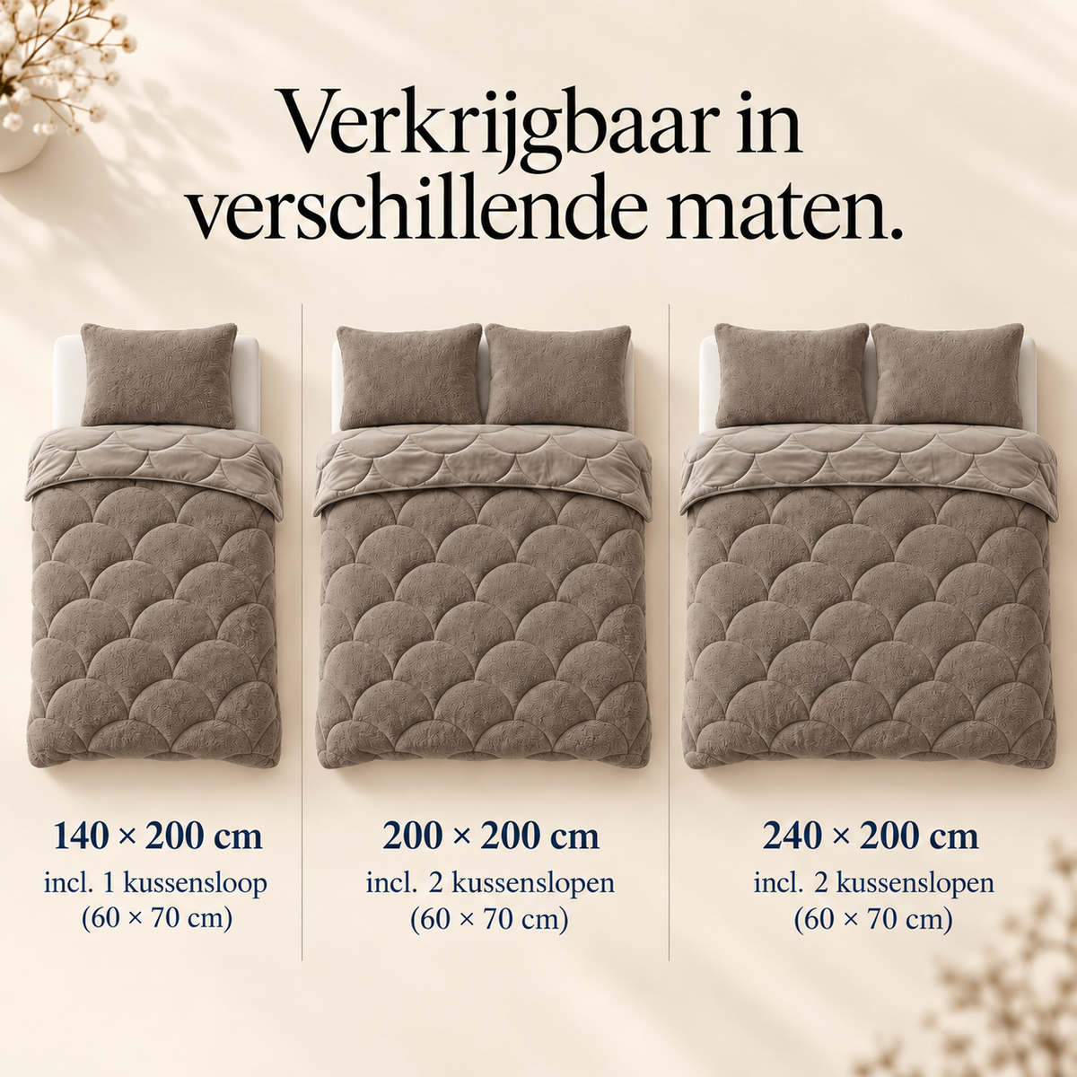 Dekbed en Overtrek in 1 – Zacht Teddy Velvet Dekbed – Taupe/Bruin – Sleeptime