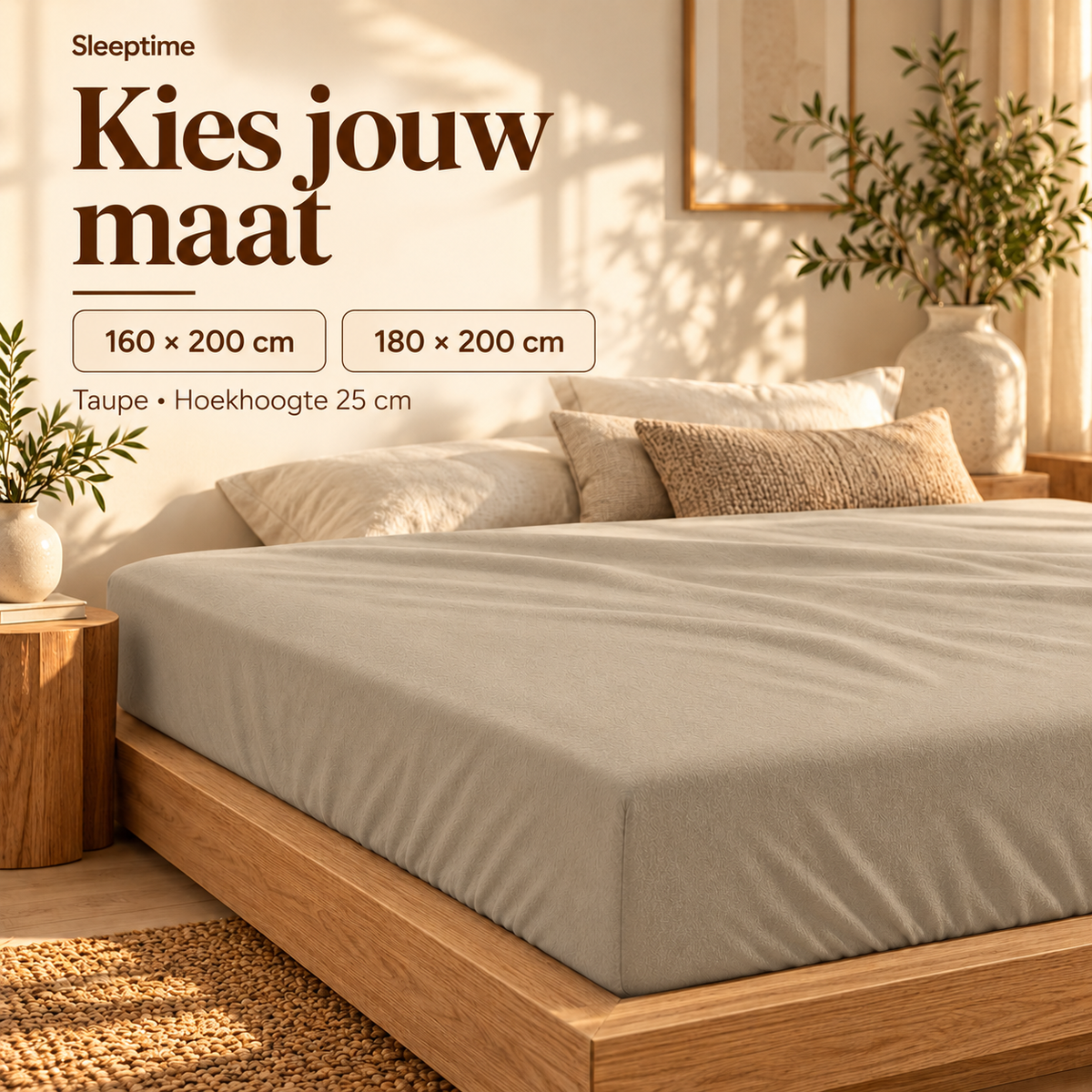 Hoeslaken Flanel Premium – 100% Katoen 160 gsm – Taupe – Dreamhouse