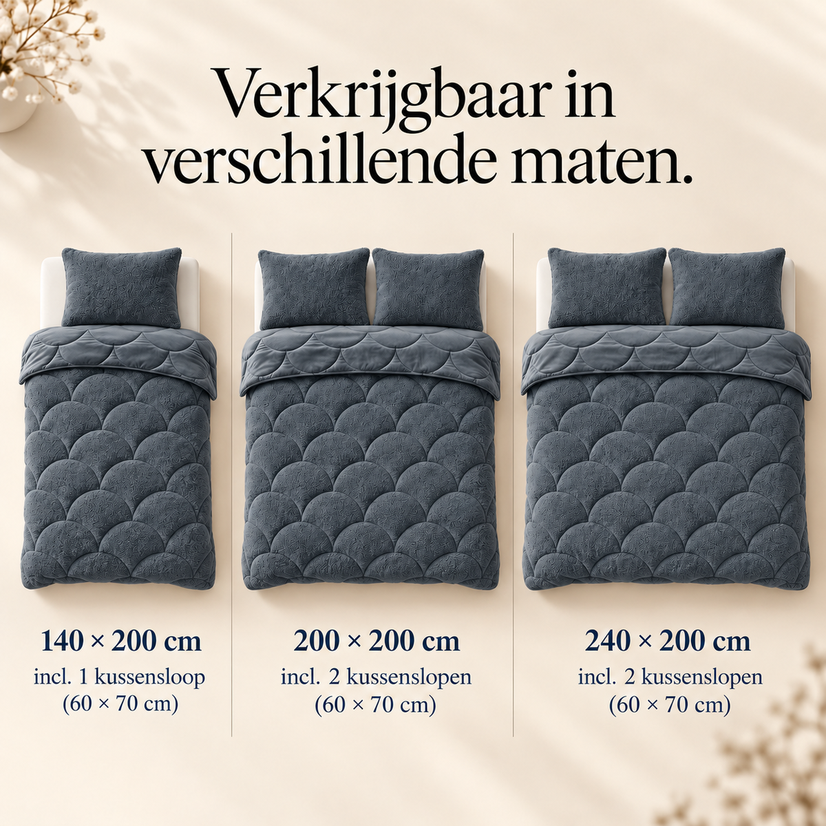 Dekbed en Overtrek in 1 – Zacht Teddy Velvet Dekbed – Antraciet – Sleeptime
