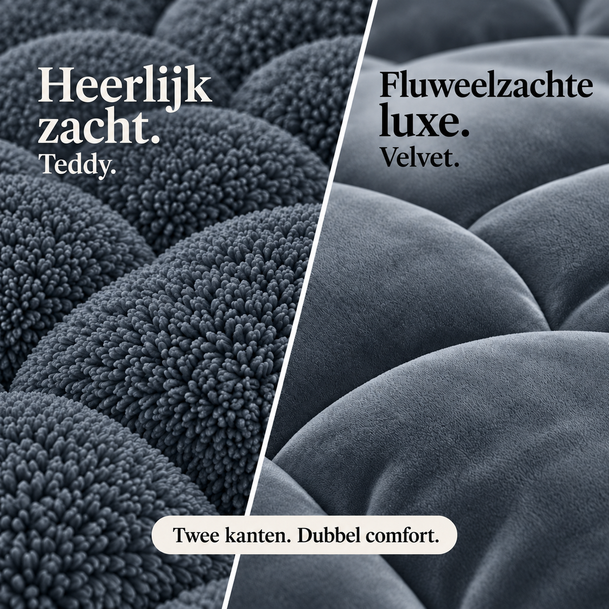 Dekbed en Overtrek in 1 – Zacht Teddy Velvet Dekbed – Antraciet – Sleeptime