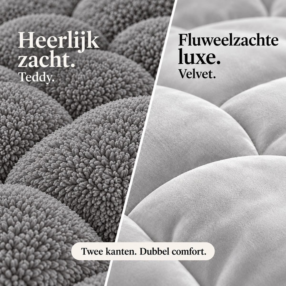 Dekbed en Overtrek in 1 – Zacht Teddy Velvet Dekbed – Taupe/Grijs – Sleeptime