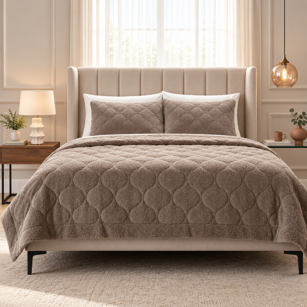 Dekbed en Overtrek in 1 – Zacht Teddy Dekbed – Taupe Grijs – Sleeptime