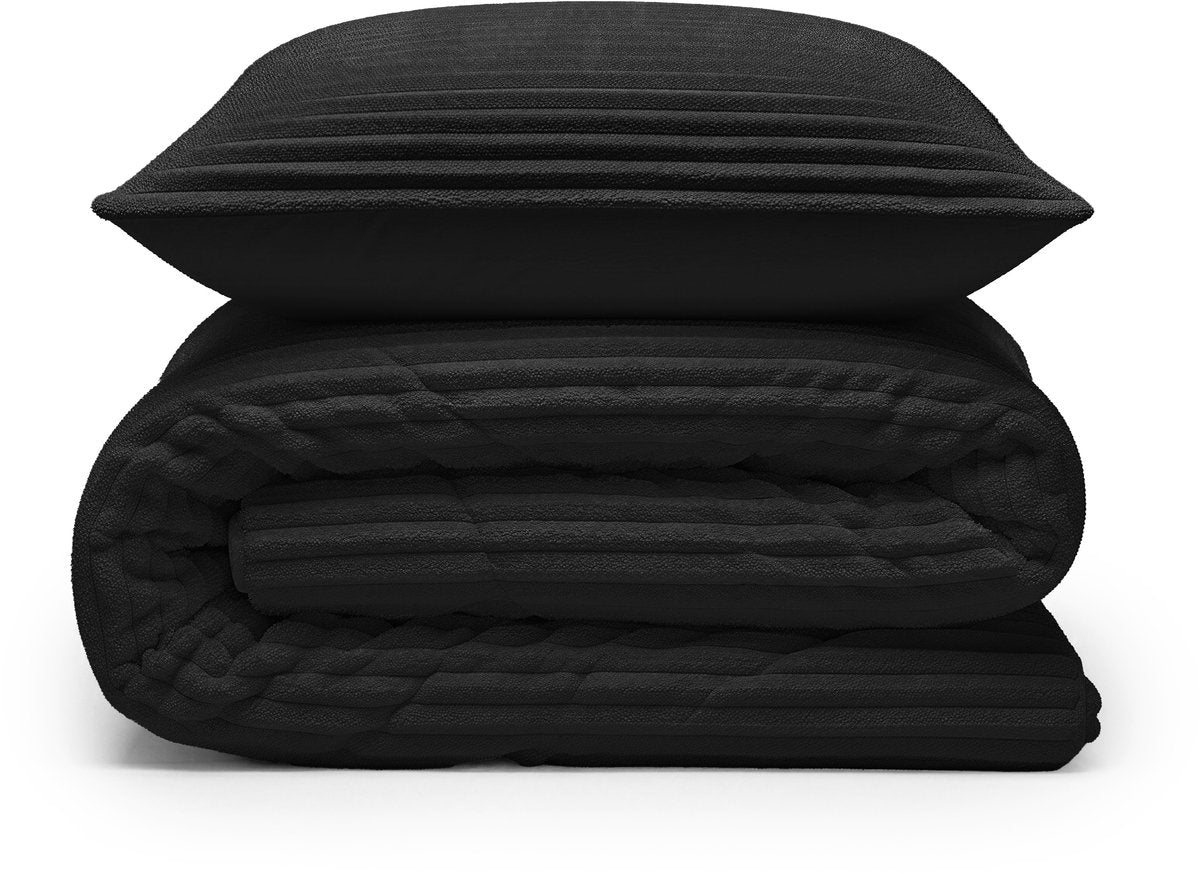 Sleeptime Dekbed en Overtrek in 1 - Flanel Rib - Zwart