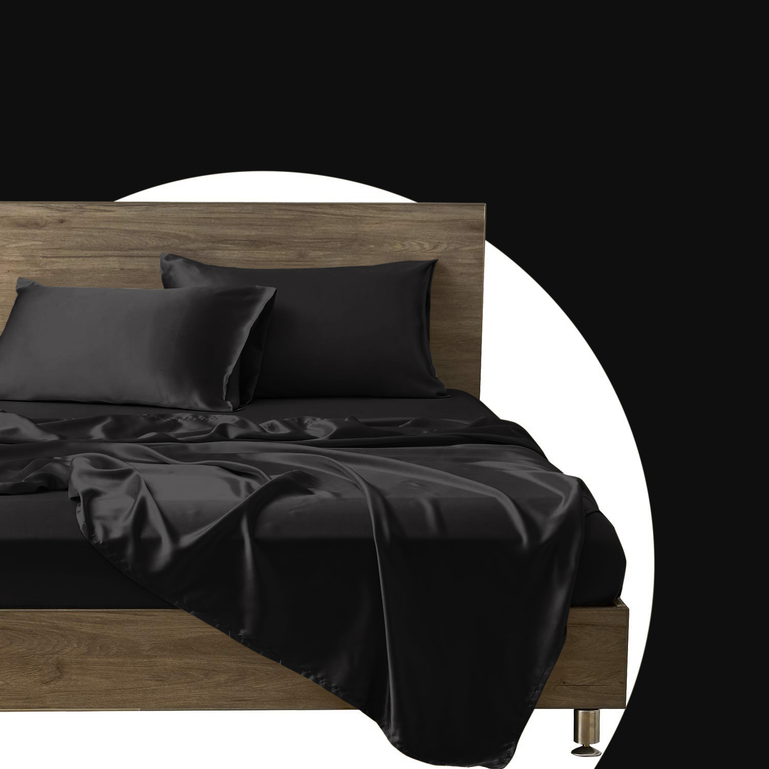 Sleeptime Kussensloop Glans Satijn 2 Stuks - Zwart - 60 x 70 cm