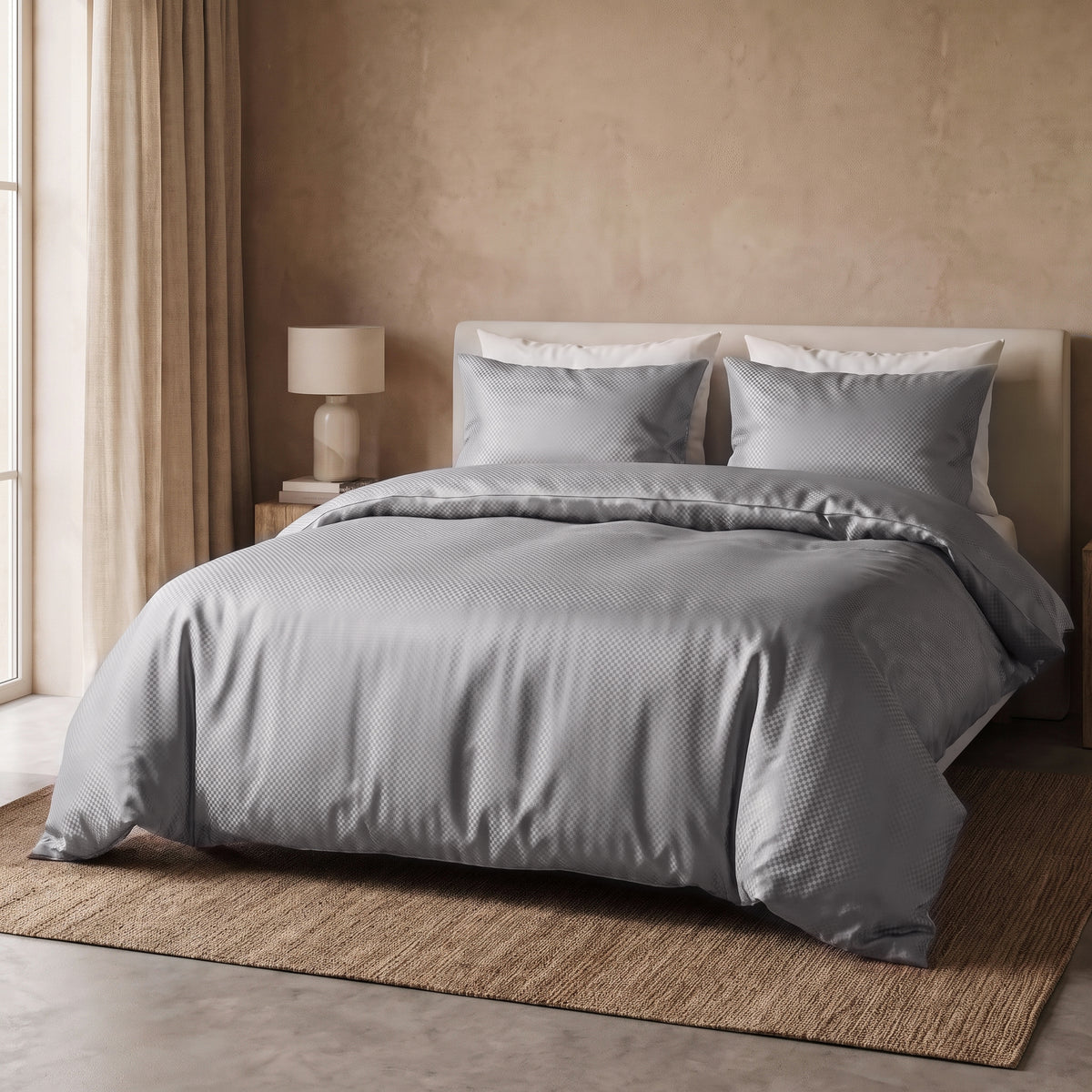 Hotel Dekbedovertrek – Luxe Satijnlook Micropercal – Grijs – Sleeptime