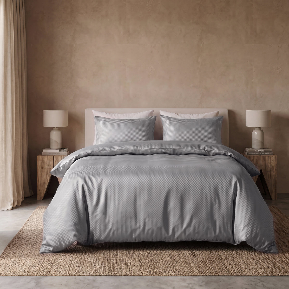 Hotel Dekbedovertrek – Luxe Satijnlook Micropercal – Grijs – Sleeptime