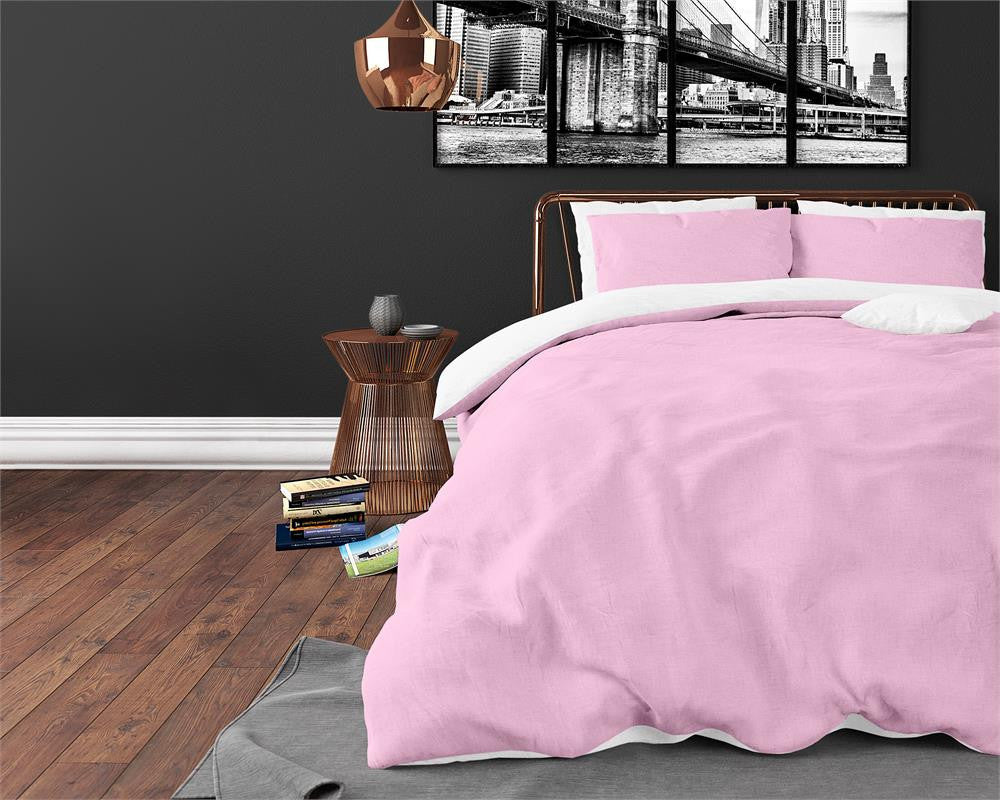 Zensation Twee Kleuren Roze/Wit Dekbedovertrek