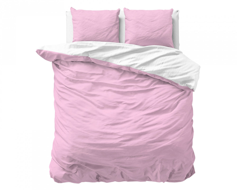 Zensation Twee Kleuren Roze/Wit Dekbedovertrek