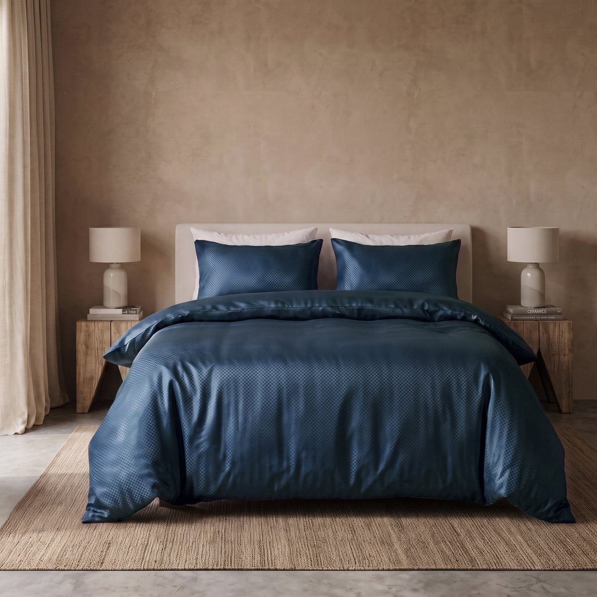 Hotel Dekbedovertrek – Luxe Satijnlook Micropercal – Blauw – Sleeptime